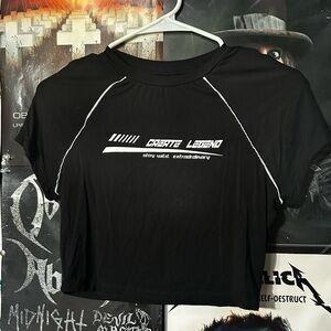 Black Graphic Crop Top “Create Legend Stay Wild Extraordinary”